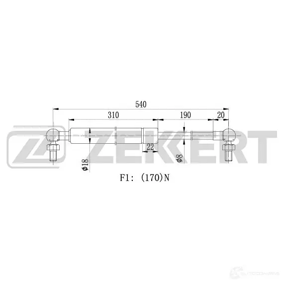 Амортизатор стекла багажника ZEKKERT 1275162687 9P0T IG GF-1539 изображение 0