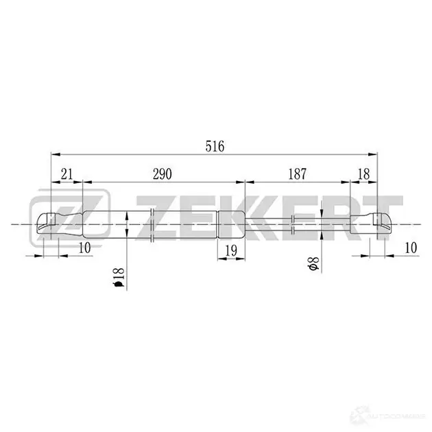 Амортизатор багажника ZEKKERT 1275162051 GF-1381 ACDR 8 изображение 0