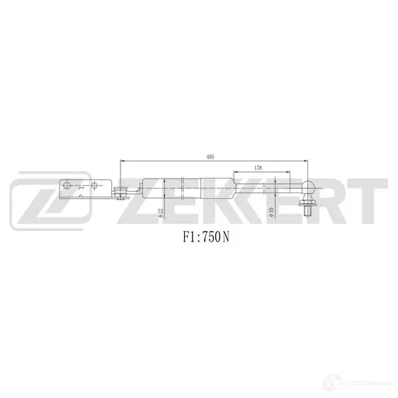 Амортизатор багажника ZEKKERT GF-1320 1275161753 V60B J7N изображение 0