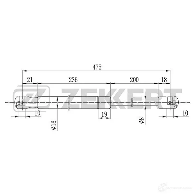 Амортизатор багажника ZEKKERT GF-1176 1275161109 A3XZ H2 изображение 0