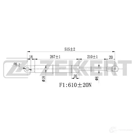Амортизатор багажника ZEKKERT RXAR T2 1275161037 GF-1167 изображение 0