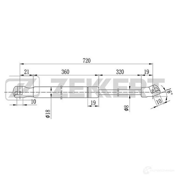 Амортизатор капота ZEKKERT 9A 3OTBT GF-1113 1275160833 изображение 0