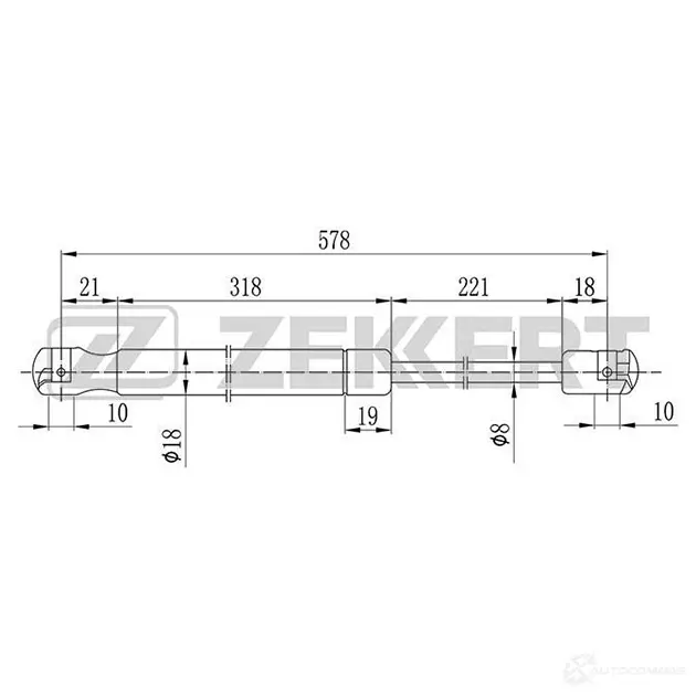 Амортизатор багажника ZEKKERT 0N2P CGI 1275160727 GF-1098 изображение 0