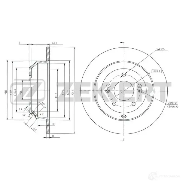 Тормозной диск ZEKKERT 1440205016 K R28G BS-6589