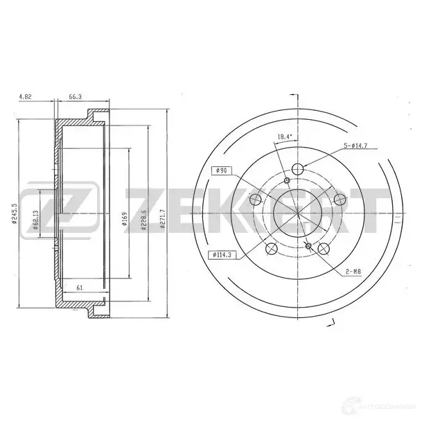 Тормозной барабан ZEKKERT BS-6578 1440205022 M5R3 X6O