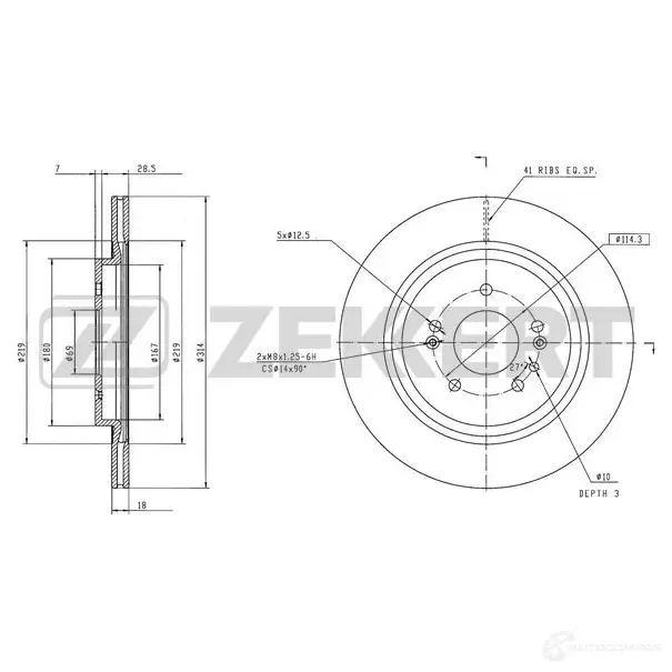 Тормозной диск ZEKKERT R80820 U 1440205025 BS-6574