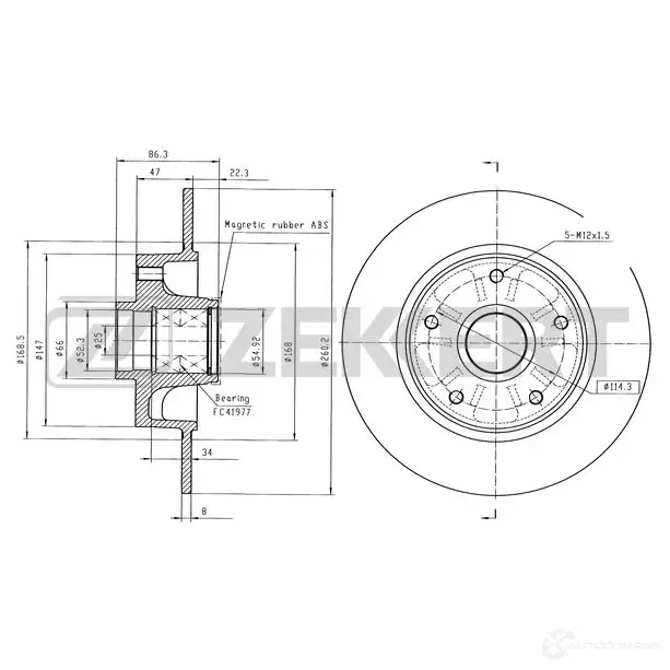 Тормозной диск ZEKKERT OYJ Z6MP 1440205041 BS-6557