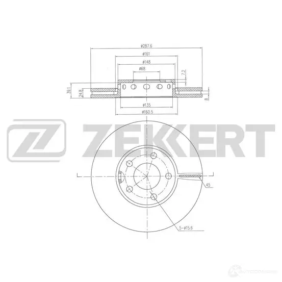 Тормозной диск ZEKKERT P16 8YP 1440205057 BS-6520 изображение 0