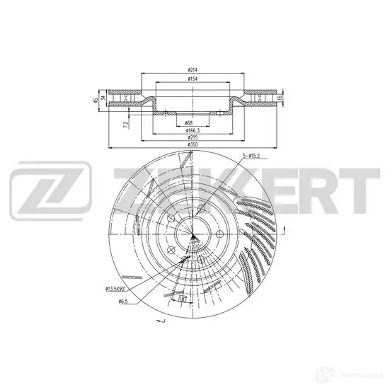 Тормозной диск ZEKKERT 1440205063 BS-6508 0NZD M изображение 0