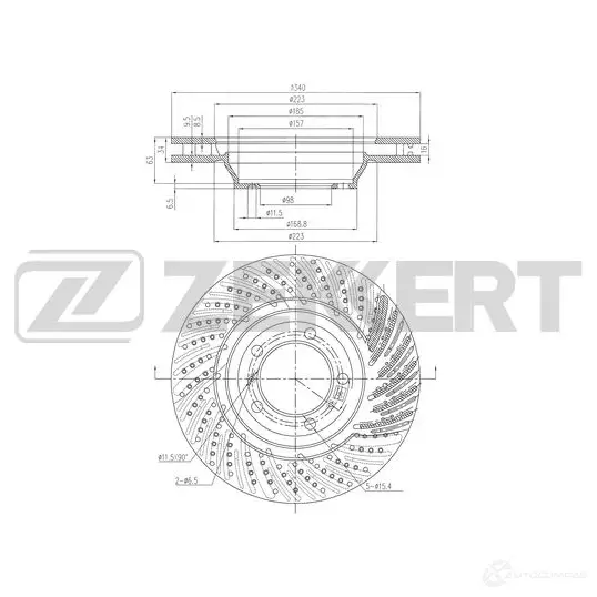 Тормозной диск ZEKKERT 1440205068 BS-6505 3XSE3 V изображение 0