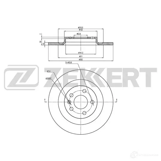 Тормозной диск ZEKKERT 1440205070 CZ7 52 BS-6503 изображение 0