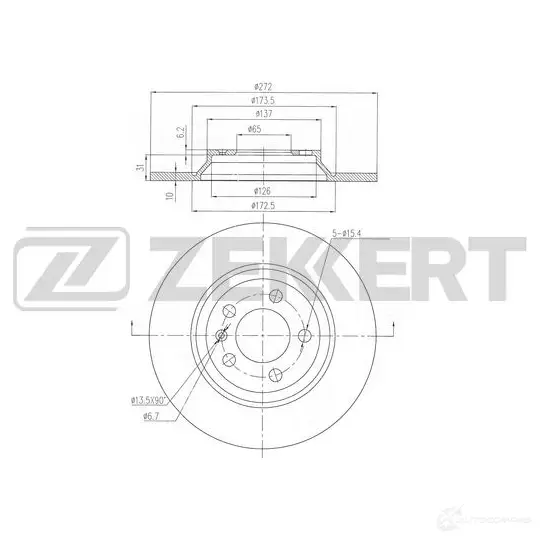 Тормозной диск ZEKKERT BS-6481 1440205075 U 296DGL изображение 0