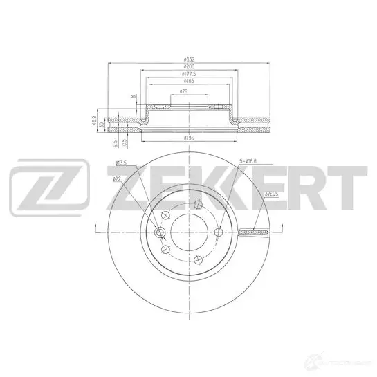 Тормозной диск ZEKKERT Z MLAF1 1440205076 BS-6480 изображение 0