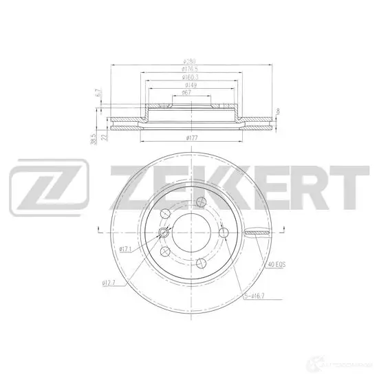 Тормозной диск ZEKKERT BS-6477 1440205078 VS97 39 изображение 0