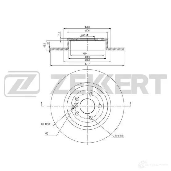 Тормозной диск ZEKKERT K6 5R8JI BS-6470 1440205081 изображение 0