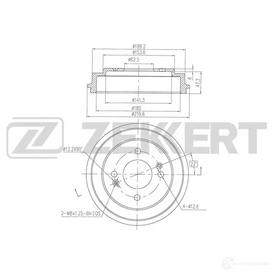 Тормозной барабан ZEKKERT BS-6464 1440205085 Z 0B01M изображение 0