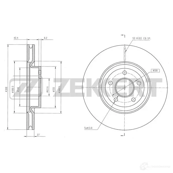 Тормозной диск ZEKKERT 1440205096 BS-6451 SV 37VL