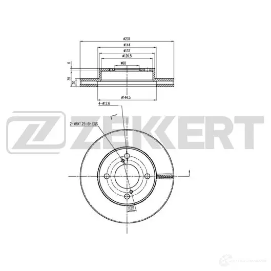 Тормозной диск ZEKKERT 1440205100 F1J0 ED BS-6442 изображение 0
