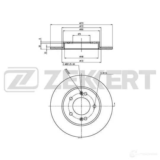 Тормозной диск ZEKKERT V O8M4N BS-6436 1440205105 изображение 0