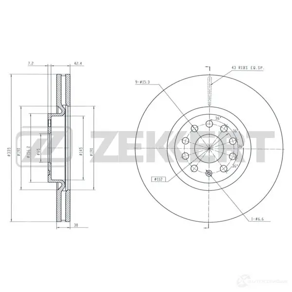 Тормозной диск ZEKKERT G ZCODQ BS-6423 1440205115 изображение 0