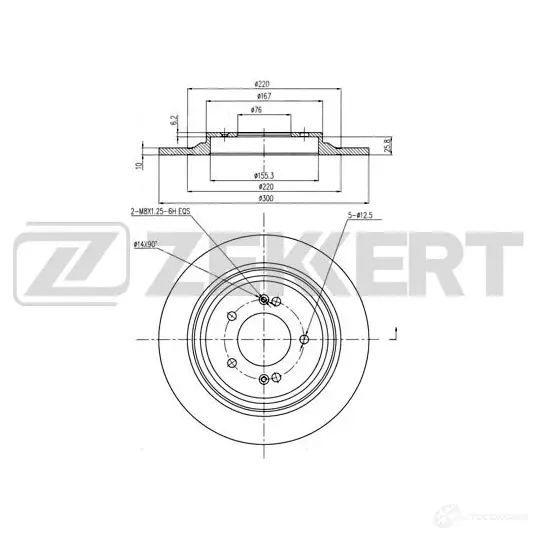 Тормозной диск ZEKKERT J0 78Q 1440205116 BS-6422 изображение 0