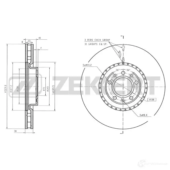 Тормозной диск ZEKKERT YRAO B 1440205119 BS-6419