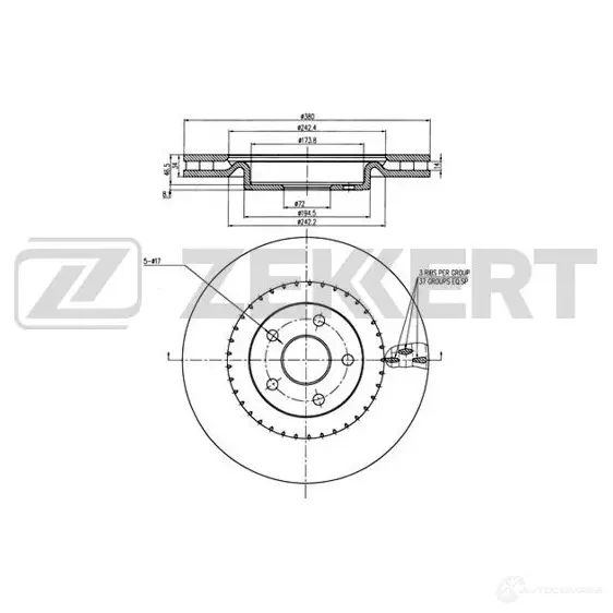 Тормозной диск ZEKKERT BS-6362 1440205122 HKS9 V изображение 0