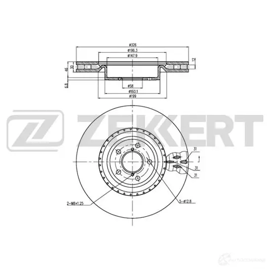 Тормозной диск ZEKKERT 1440205126 BS-6361 ZX19 0 изображение 0