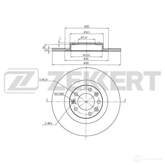 Тормозной диск ZEKKERT BS-6356 6 S9KZ 1440205130 изображение 0