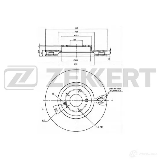 Тормозной диск ZEKKERT 1440205135 BS-6348 QF0CWG X изображение 0