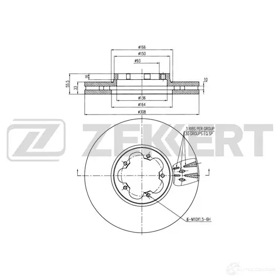 Тормозной диск ZEKKERT TY96B W BS-6340 1440205140 изображение 0