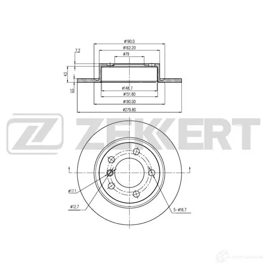 Тормозной диск ZEKKERT BS-6339 1 OAUEH 1440205141