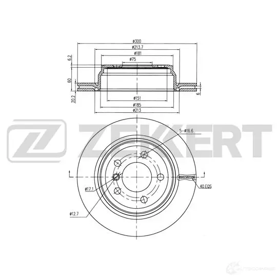 Тормозной диск ZEKKERT BS-6338 1440205142 NFSSR B0