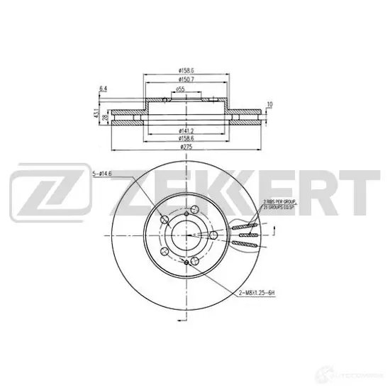 Тормозной диск ZEKKERT BS-6334 1440205145 SGJ6 XY изображение 0