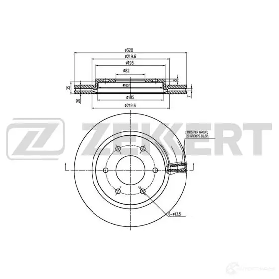 Тормозной диск ZEKKERT 1440205146 BS-6332 9DV AC