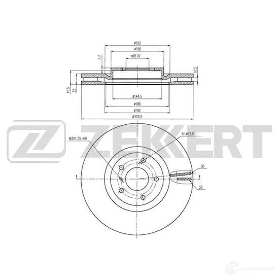 Тормозной диск ZEKKERT BS-6325 C 4KR6 1440205151