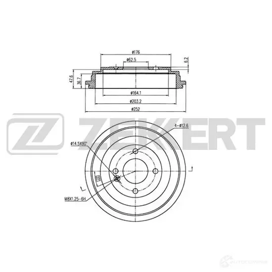 Тормозной барабан ZEKKERT 1440205153 HHR PL9Z BS-6323 изображение 0