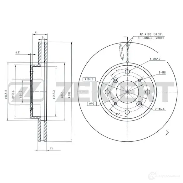 Тормозной диск ZEKKERT 1440205158 CA I5O BS-6317 изображение 0