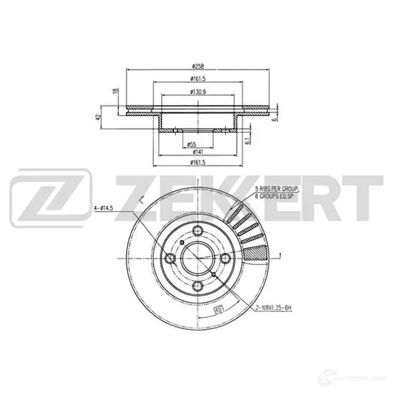 Тормозной диск ZEKKERT 1440205171 BS-6299 TG1G6 1G изображение 0