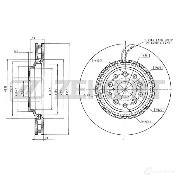 Тормозной диск ZEKKERT C DBU4 BS-6296 1440205174 изображение 0