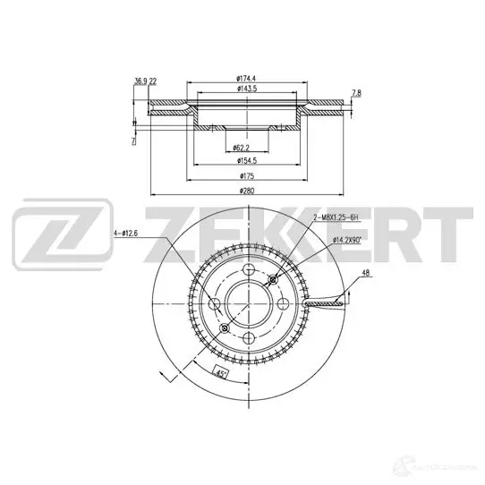 Тормозной диск ZEKKERT BS-6294 1440205176 Z O3DN