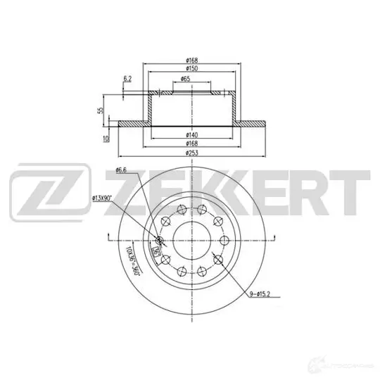 Тормозной диск ZEKKERT 1440205180 R7KT BUM BS-6289 изображение 0