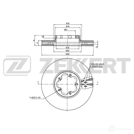 Тормозной диск ZEKKERT BS-6285 1440205182 E5AU A6 изображение 0