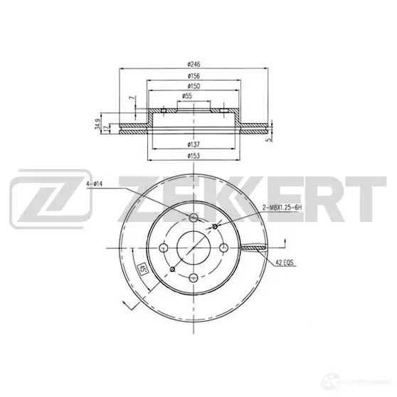 Тормозной диск ZEKKERT BS-6283 1440205183 9IB3U B2