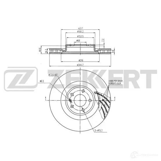 Тормозной диск ZEKKERT 1440205186 BS-6277 KHUX G изображение 0