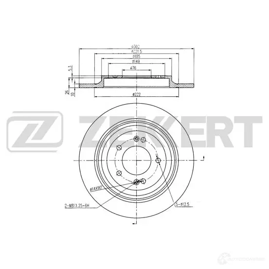 Тормозной диск ZEKKERT BS-6269 H PPGO 1440205192 изображение 0