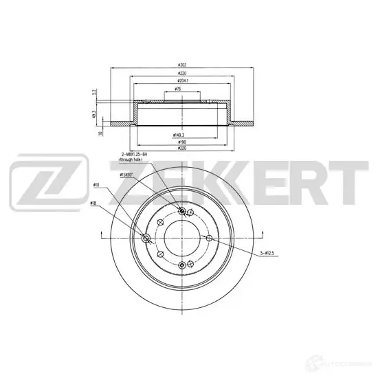 Тормозной диск ZEKKERT 9X LQY 1440205200 BS-6250 изображение 0