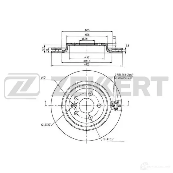 Тормозной диск ZEKKERT N47 9Y0P BS-6235B 1440205212