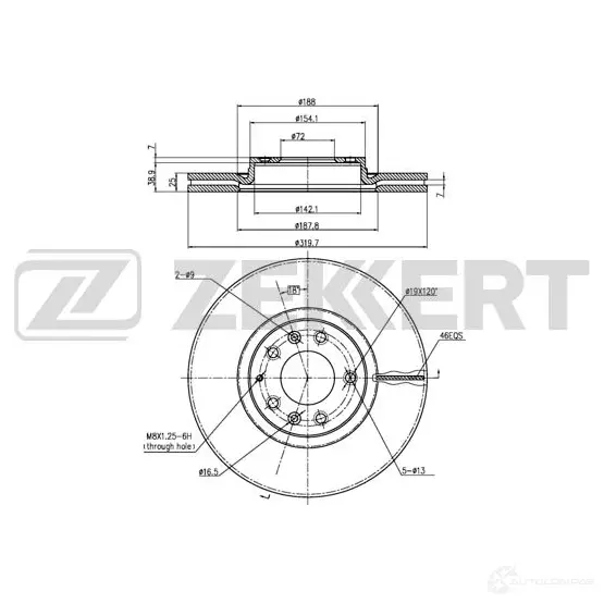 Тормозной диск ZEKKERT 1440205217 BS-6230 ME 8YL5J