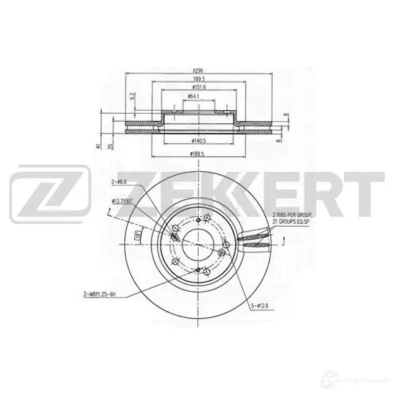 Тормозной диск ZEKKERT X2 A0DK BS-6228 1440205219
